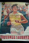 Vtg China Cultural Revolution Propaganda Poster Woman Running Race 30  X 42 