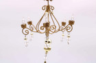 Chandelier Ornate Crystal Bead Ornament Mini Decor Doll House Holiday Gold Tone