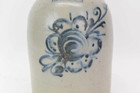Antique 1800s Reidinger   Caire Ny Stoneware Salt Glazed Cobalt Pottery Jug Vase