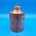 Vintage Copper Canister W  Brass Finial Etched Scallop Detail Tea Caddy Rumidor