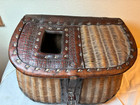 Antique Joseph Schnell Leather   Wicker Fishing Creel 1920 s