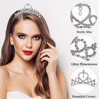 2 Pieces Princess Crown Tiara Girls Headband Hair Hoop Tiara Rhinestone Cryst   