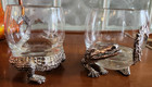 Vtg Arthur Court Safari Alligator Double Old-fashioned Roly-poly Glass 1 Ea