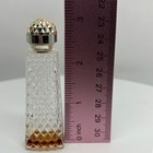 Miniature Perfume Bottle Cut Glass Diamond Pattern Silver Tone Plastic Top