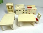 Vtg Renwal Plastic Doll House Furniture Kitchen Sink Stove Refrigerator Table