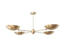 Brass Sputnik Ceiling Chandelier 4 Light Mid Century Modern Raw Ltalian Vintage