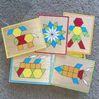 Melissa And Doug Wooden Pattern Blocks And Puzzle Boards - Euc