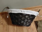 Large 22  X 10  Fabric Lined Dark Brown Oval Wicker Woven Basket With Handles