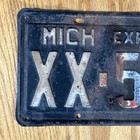 1940 Michigan License Plate Xx-50-04 White   Black Original