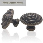 8 Pcs Vintage Rose Cabinet Knobs  Antique Bronze Drawer Pulls