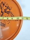 Vintage Mid Century Round Metal Serving Tray Musical Instrument Theme Orange