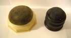 2 Antique Edwardian Celluloid   Wooden Pin Cushions Vintage Sewing Collectible