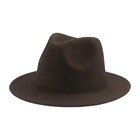 Brown Classic Fedora Hat Felt Panama Jazz Cap  Vintage  Wide Brim  Men  Woman
