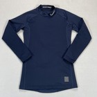 Nike Pro Compression Shirt Mens Small Blue Dri-fit Mock Neck Long Sleeve Top