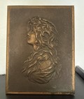 Vtg Art Nouveau Woman Profile Copper bronze Wash Brass Decor Heavy