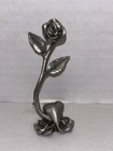 Vintage S a Pewter Miniature Rose Flower Sculpture Figurine Heart Thorns Stem