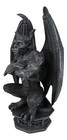 Ebros 12 h Gothic Horned Bulldog Gargoyle W  Large Wings Crouching On Pedestal
