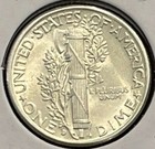 1944 D Mercury Dime Brilliant Uncirculated 90  Silver Coin Bu