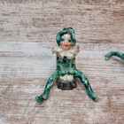 Lot 2 Holidays Pixie Elf Green White Gold Trimed Ruffle Collar Desco Japan Vtg 