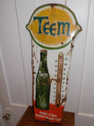 Vintage Teem Soda Embossed Metal Thermometer