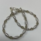Handmade Beaded Anklet Gray Czech Glass Round Beads And Glass Pearls Silver Tone