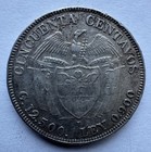 1931 21-b Overdate Colombia 50 Centavos Km 193 1  900 Silver About Uncirculated