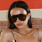 Retro New Oversized Pilot Oval Sunglasses Women Multi Color Lens Simple Style Su