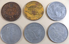 6 Vintage 3  Metal Coin Novelty Lot Mercury Dime-buffalo Nickel-walking Liberty