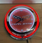 Corvette Black Red   Chrome Wall Clock - Crossed Flags Mint