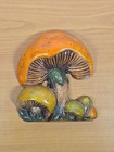 2 Vtg Mushroom Wall Art 70s 80s Duncan Ceramic Prod  Set Country Kitchen Kitch
