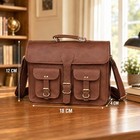 Personalized Brown Messenger Bag Custom Name Logo Vintage Satchel