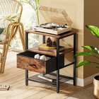 Stylish Night Stand With 2 Drawers   Open Shelf - Modern Bedside Table Furniture
