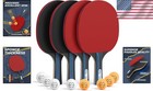 Glymnis Ping Pong Paddles Set Of 4 Table Tennis Rackets With 8 Balls  Storage