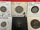 Vintage Great Britain Coin Lot - 1865 Victoria Sterling Shilling 1851 6p Silver