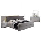 Modern Bedroom Set 5pc Eastern King Led Bed  Nightstand  Dresser  Mirror   Chest