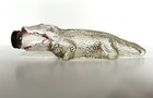 Antique Vintage Glass Alligator Container