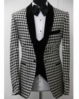 Houndstooth Suits For Men Checkered Jacket Weave Fabric Tailored Casual Clothes 
