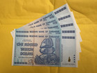          Lot Of 5 - Authentic Zimbabwe 100 Trillion Dollar Currency  Aa 2008  Unc