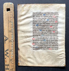 Circa 1400 Illuminated Manuscript Leaf Devotional Hours Rubricated Latin