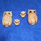 Vintage Lot Of  4 Ceramic Owl Macrame Beads Neutral Glazed 3 5    1 75 