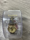 Vintage Disney Mickey Mouse Lorus Leather Band Watch Water Resistant Gold Tone