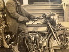 C1910 Thor Motorcycle Man   Woman W Mistletoe   Antique Vintage Photo