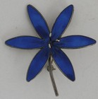 Vintage Bernard Meldahl Norway Sterling   Blue Enamel Flower Large Brooch Pin