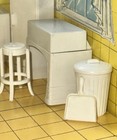 Vtg Marx Laundry Room Furniture 8 Piece Mangle Locker Double Sink Stool Dust Pan