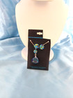 New With Tags Post Earrings And 29 Inch Necklace Set Blue Acrylic Pendant