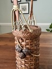 Vintage Antique Japanese Ikebana Woven Bamboo Flower Basket W  Arch Handle