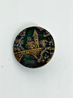 Antique Brass Button A p    Cie Paris Solidaire - Bridge Scene - France