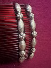 Pair Mexican Vintage Hair Combs With Sterling Silver Trim Excellent Condition