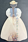 Rare Vintage Hallmark  hannah  Die Cut Paper Doll Card Removable Basket B8 pd5