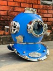 Antique Finish Mark V Us Navy Divers Helmet - Scuba Diving Deep Blue Marine Repl